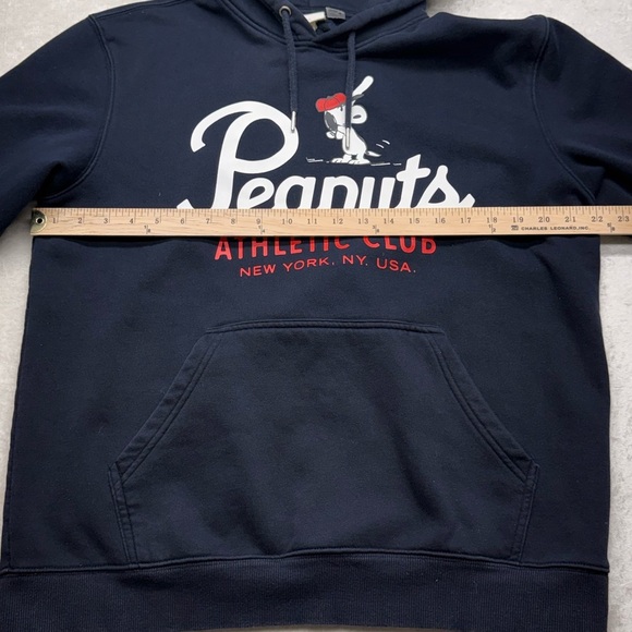 H&M L.O.G.G. Peanuts Athletic Club Snoopy Hoodie Black Large - Picture 2 of 3